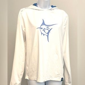 White Water Long Sleeve Hoodie White with Sailfish  Size Med   Unisex